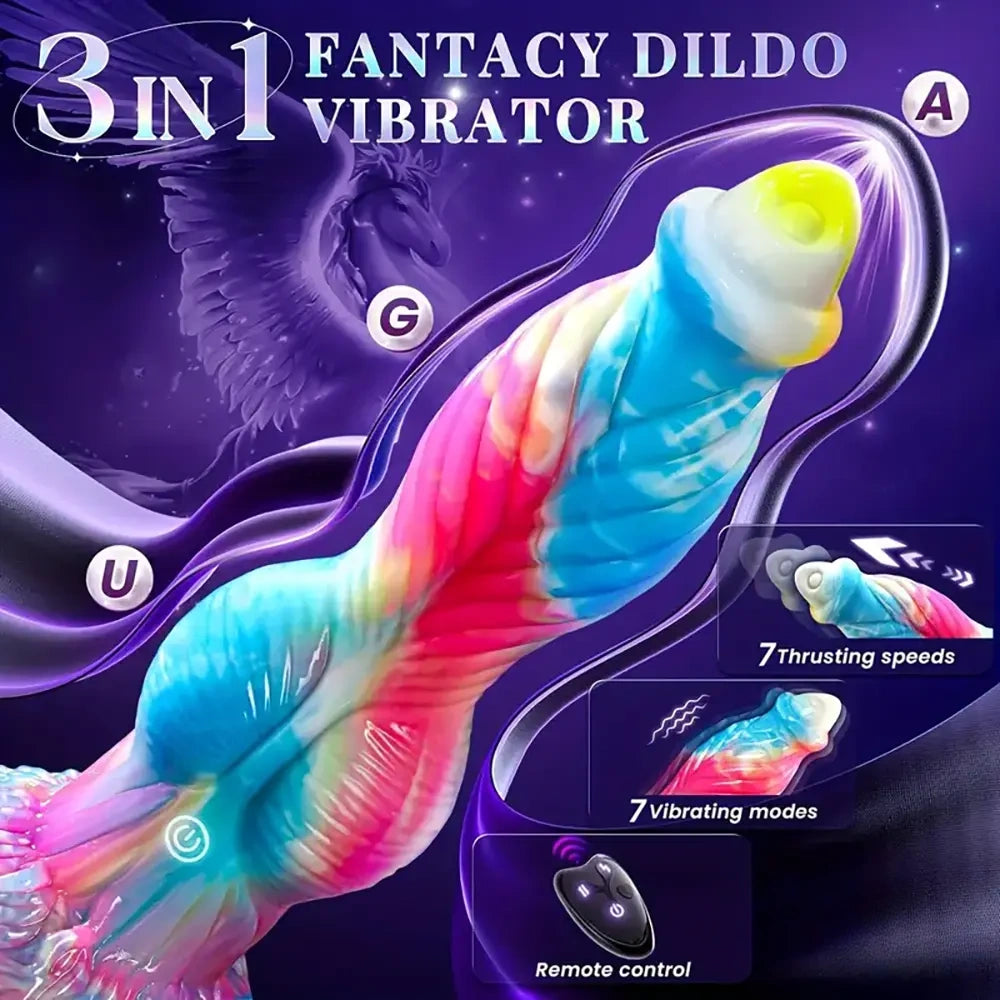 10.2in Fantasy Big Soft Silicone Monster Thrusting Vibrating Dildo