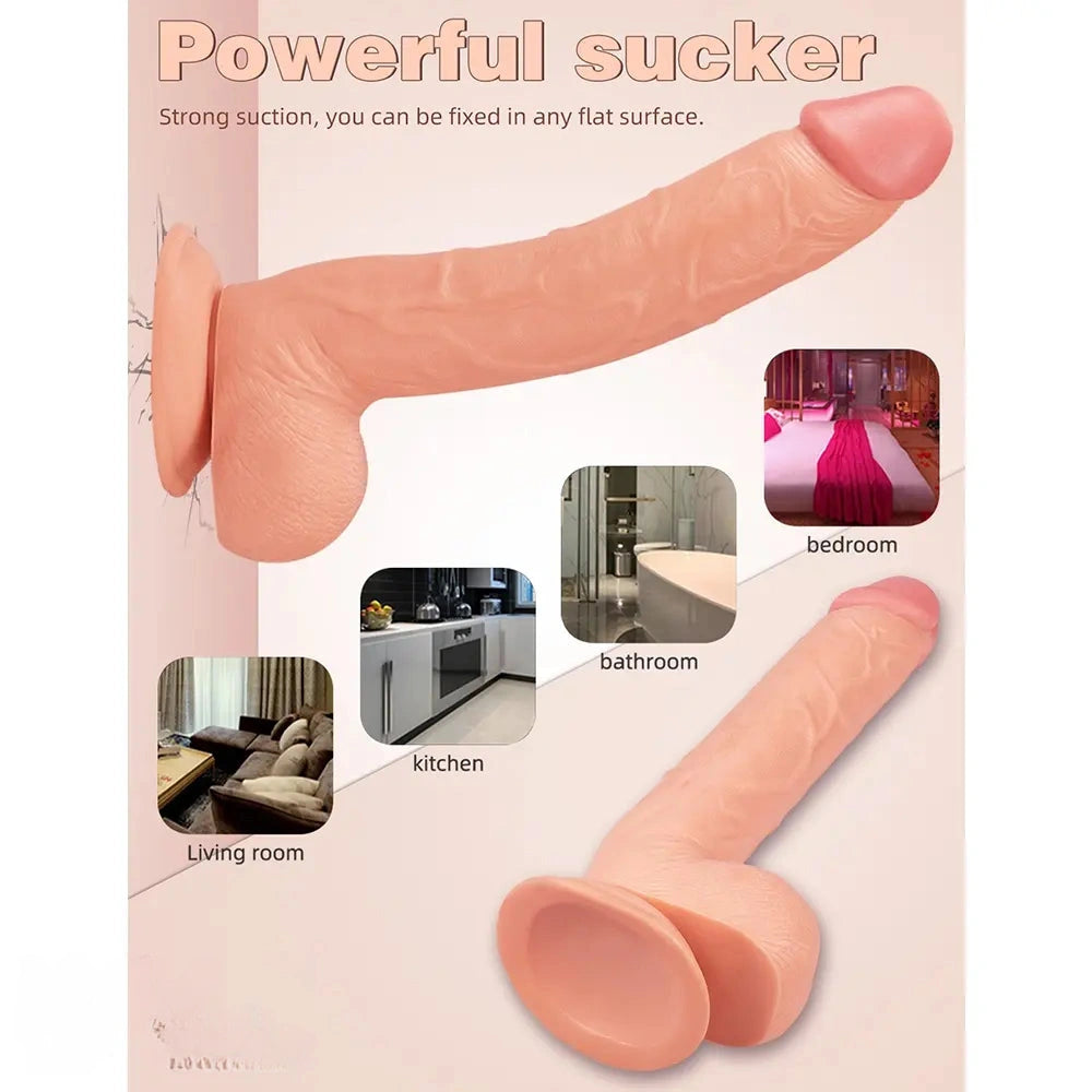 10.2in Female Big Dildo Real Lifelike Sex Toy With Big Suction Cup