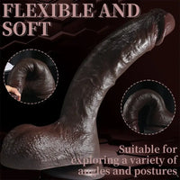 10.2in Lifelike Penis Big Ebony Cock Dildo For Female Masturbation