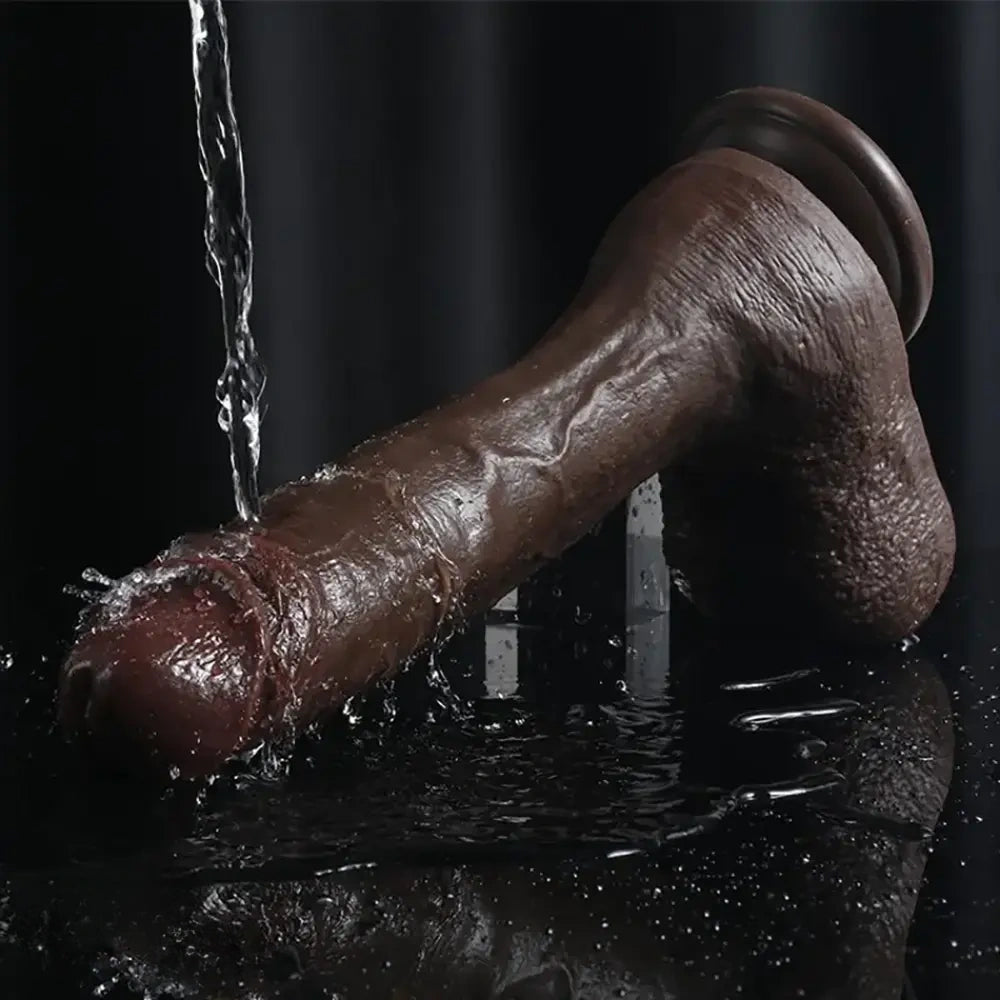 10.2in Lifelike Penis Big Ebony Cock Dildo For Female Masturbation