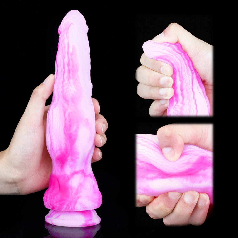 10.2in Multiple Colors Rainbow Dildo Dual Layer Silicone Sex Toy