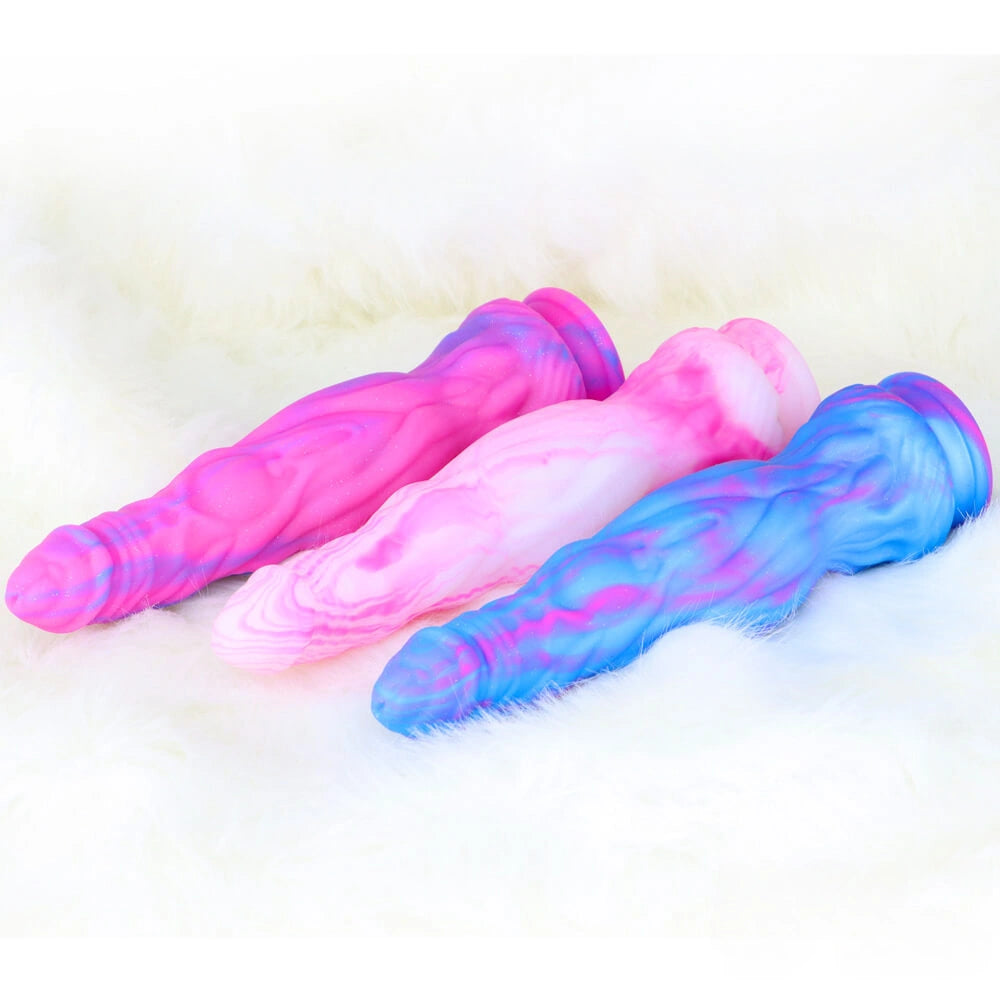 10.2in Multiple Colors Rainbow Dildo Dual Layer Silicone Sex Toy