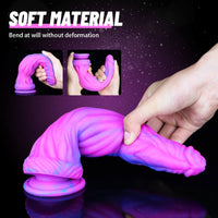 10.2in Multiple Colors Rainbow Dildo Dual Layer Silicone Sex Toy