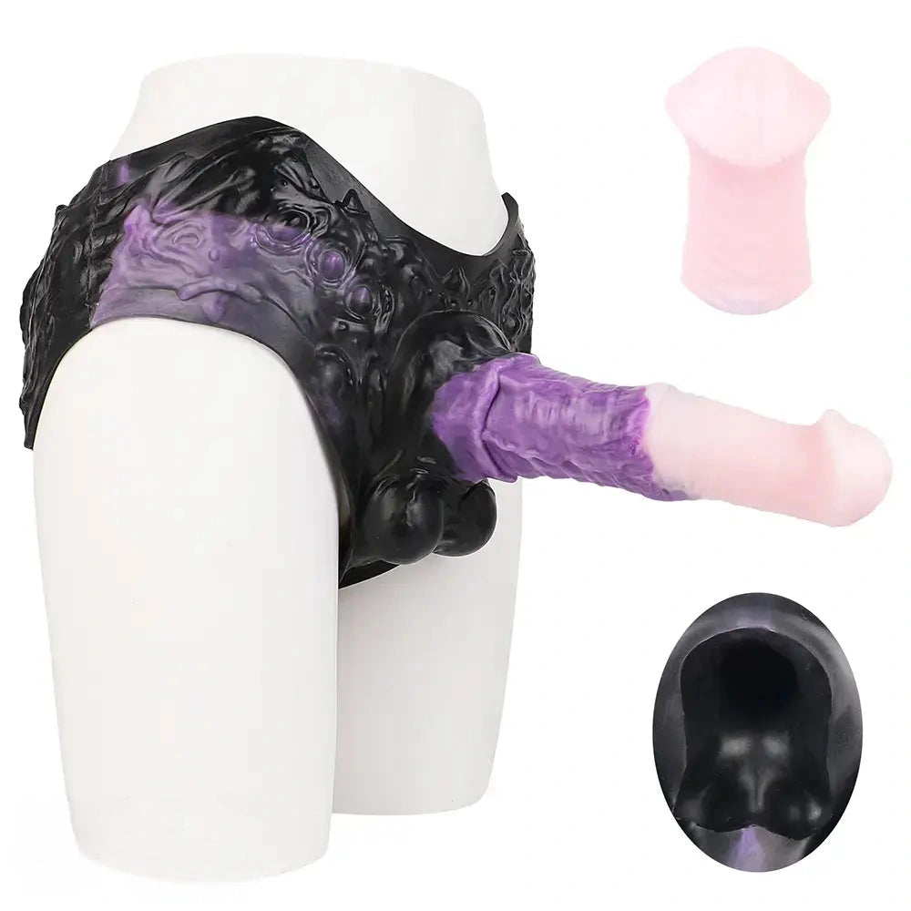 10.35in Silicone Strap-on Wearable Dildo Panty Horse Animal Hollow Design