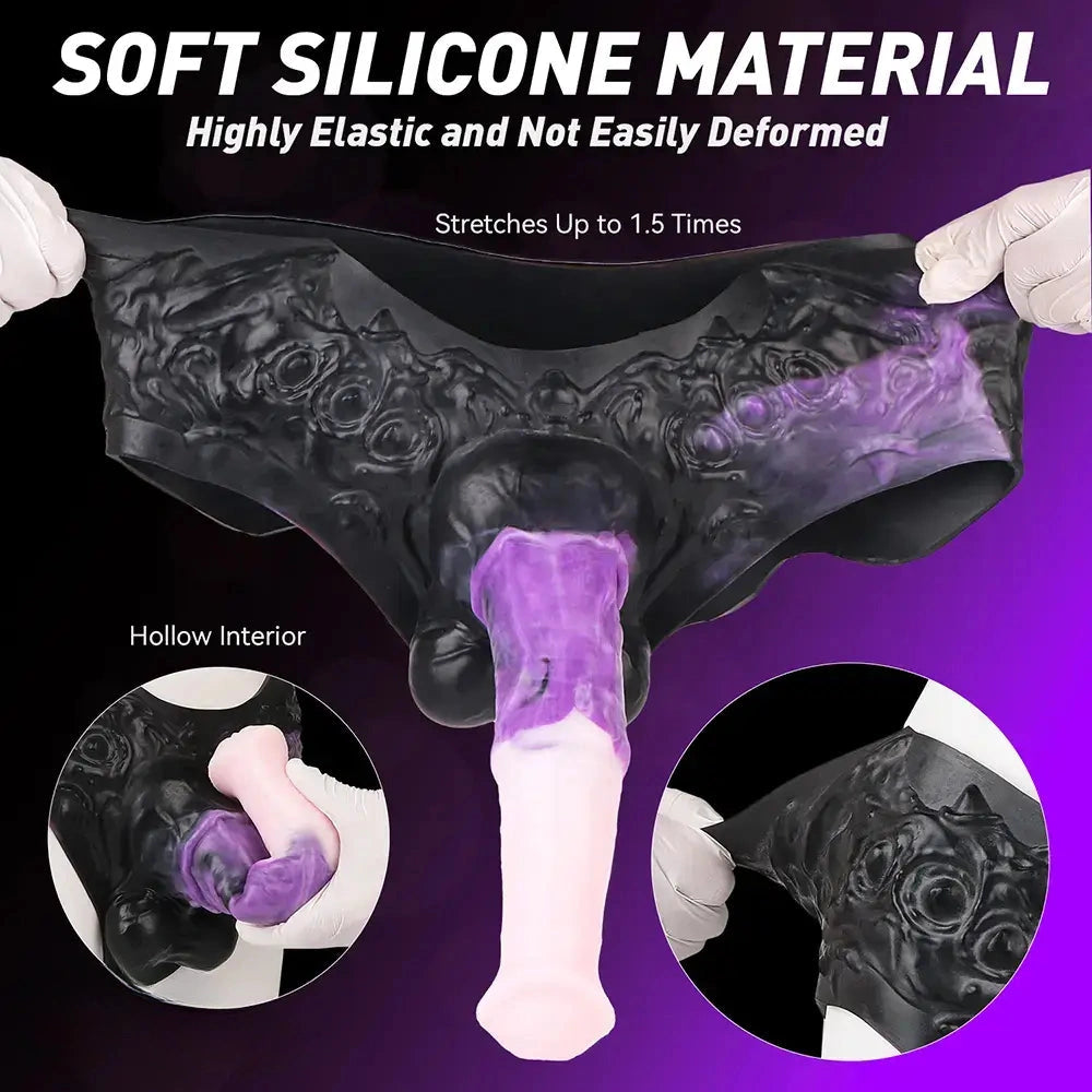 10.35in Silicone Strap-on Wearable Dildo Panty Horse Animal Hollow Design