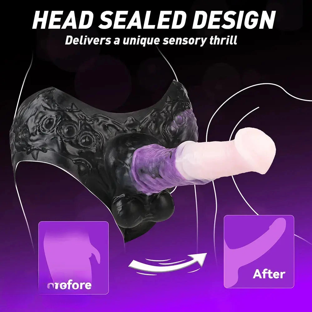 10.35in Silicone Strap-on Wearable Dildo Panty Horse Animal Hollow Design