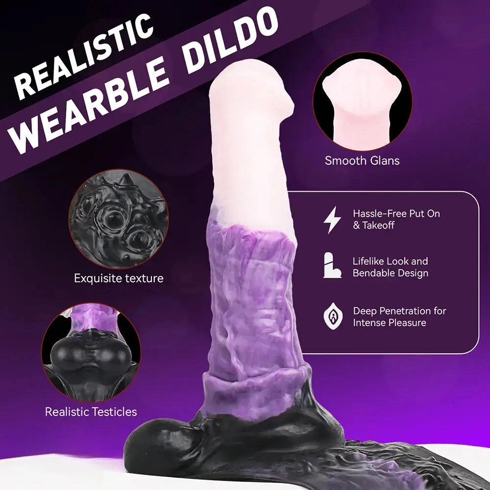 10.35in Silicone Strap-on Wearable Dildo Panty Horse Animal Hollow Design