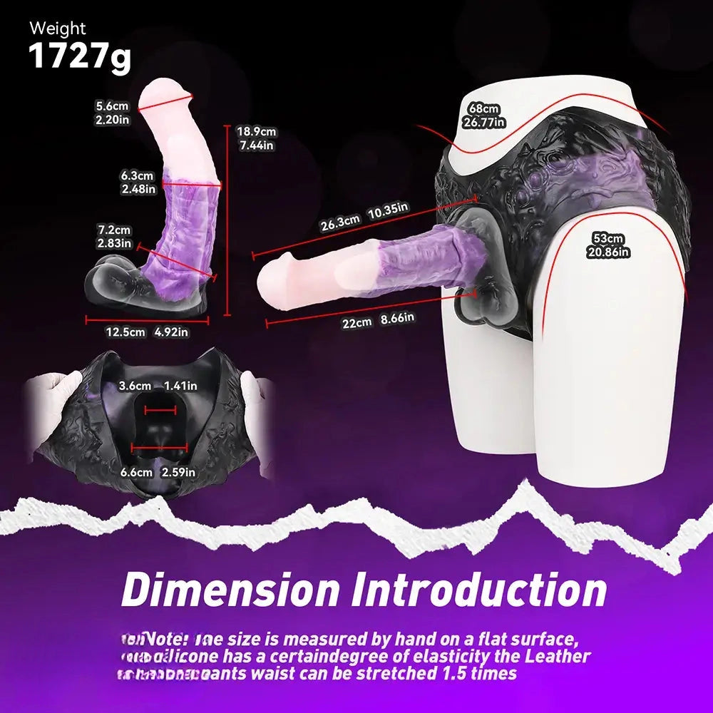 10.35in Silicone Strap-on Wearable Dildo Panty Horse Animal Hollow Design