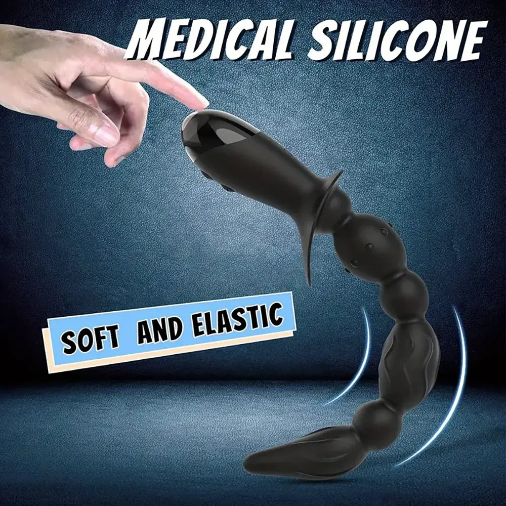 10.3in Rechargeable Vibrating Anal Plug Dildo Flexible Bullet Vibrator