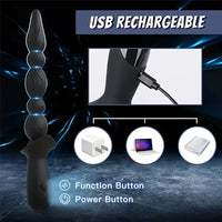 10.3in Rechargeable Vibrating Anal Plug Dildo Flexible Bullet Vibrator