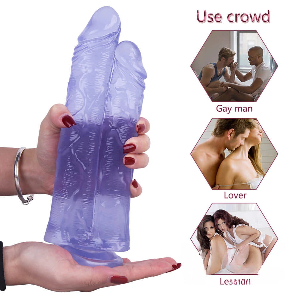 10.43" Conjoined Body Double Heads Real Lifelike Dildo For Couples