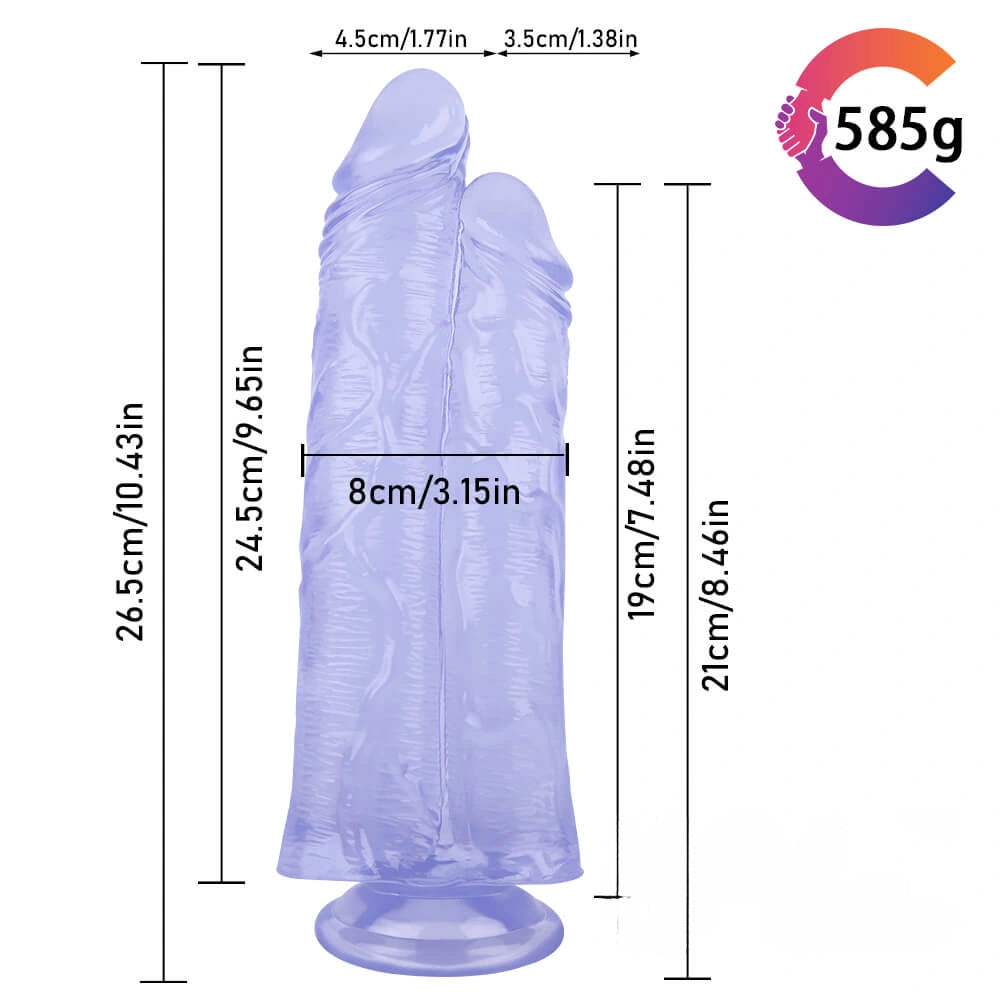 10.43" Conjoined Body Double Heads Real Lifelike Dildo For Couples