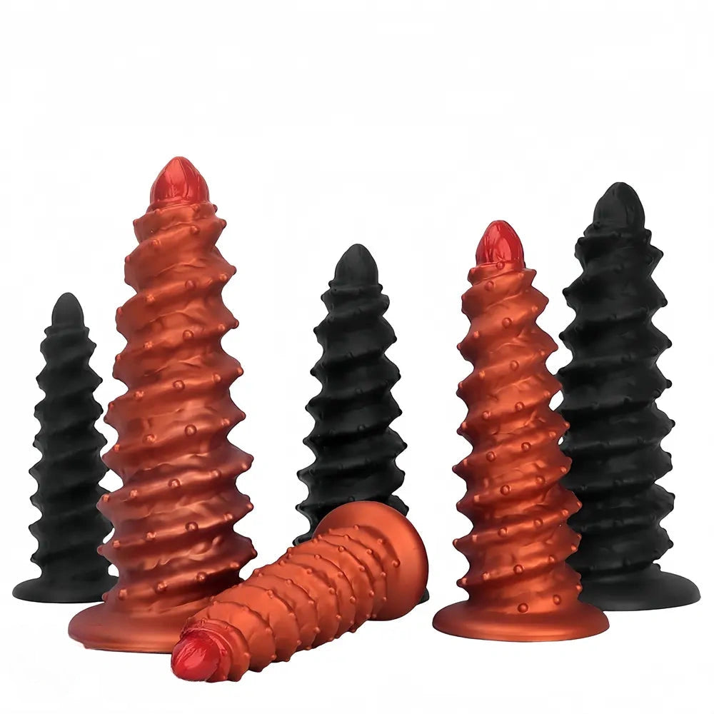10.43in 12in 14.17in Extra-Large Long Threaded Silicone Sharp Head Dildo
