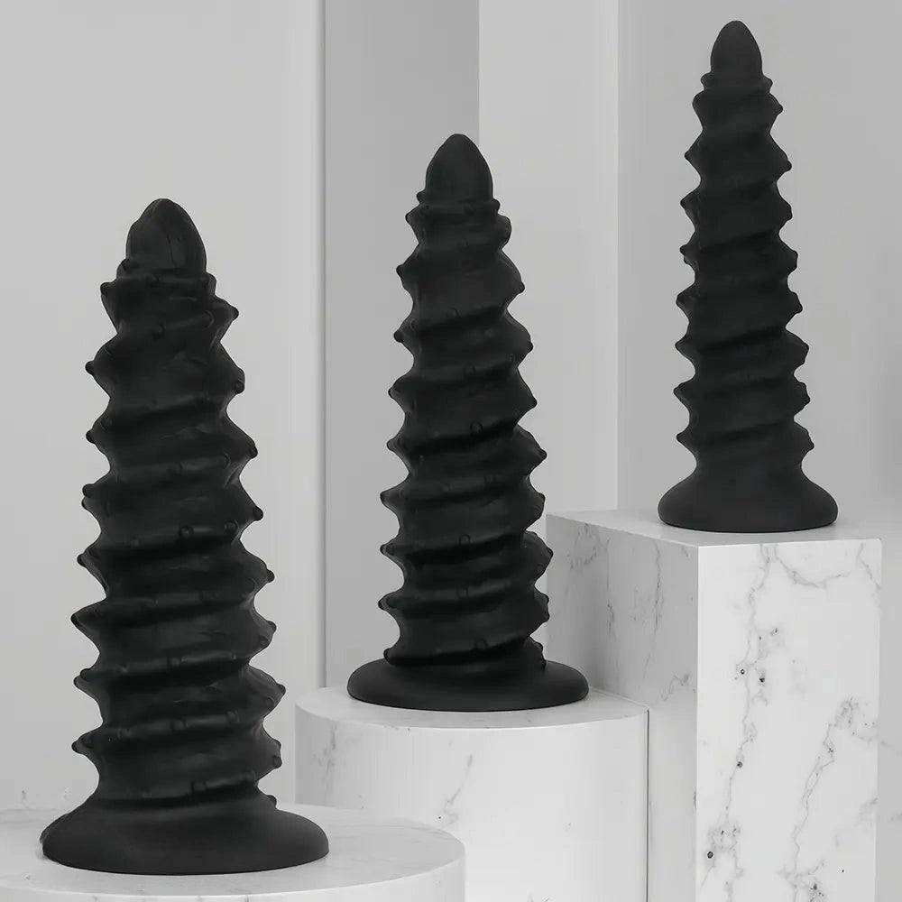 10.43in 12in 14.17in Extra-Large Long Threaded Silicone Sharp Head Dildo