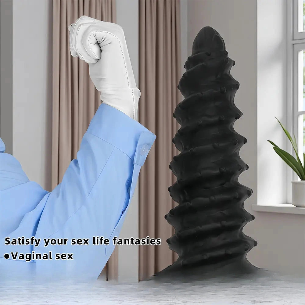 10.43in 12in 14.17in Extra-Large Long Threaded Silicone Sharp Head Dildo