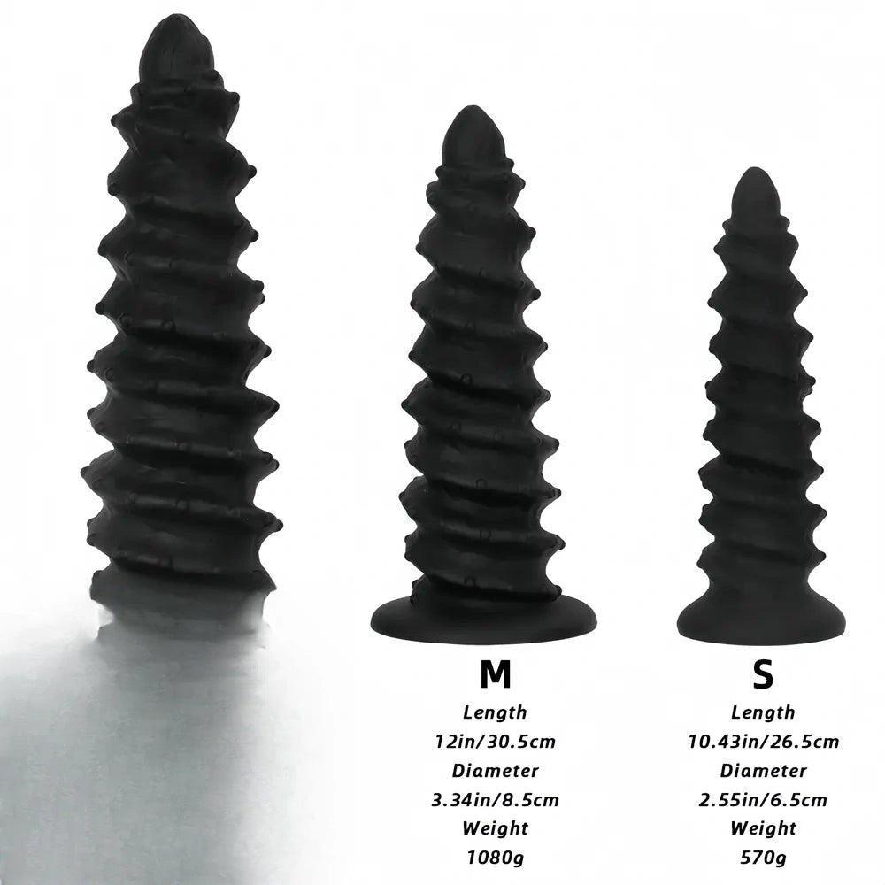 10.43in 12in 14.17in Extra-Large Long Threaded Silicone Sharp Head Dildo