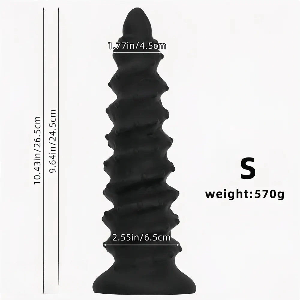 10.43in 12in 14.17in Extra-Large Long Threaded Silicone Sharp Head Dildo