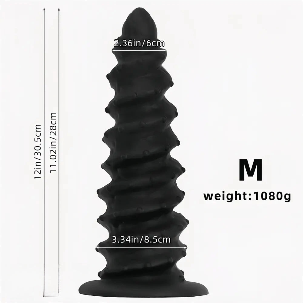10.43in 12in 14.17in Extra-Large Long Threaded Silicone Sharp Head Dildo