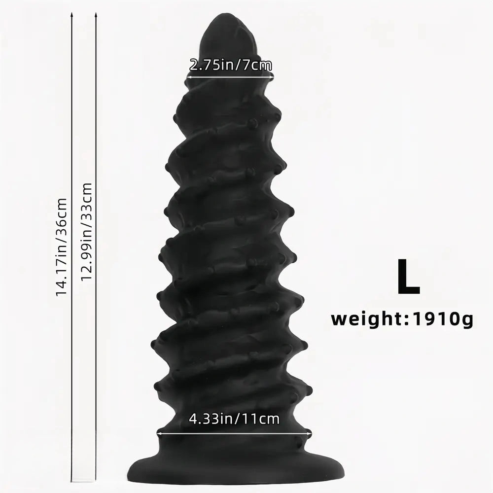 10.43in 12in 14.17in Extra-Large Long Threaded Silicone Sharp Head Dildo