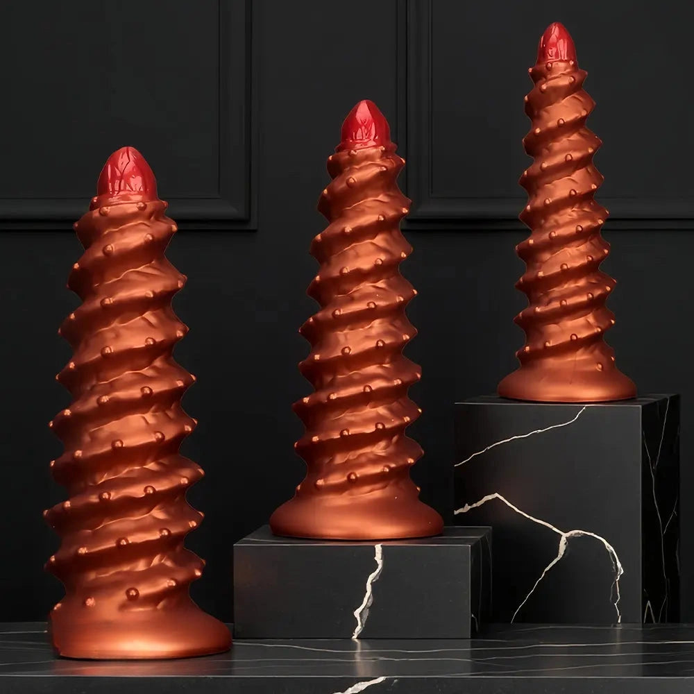 10.43in 12in 14.17in Extra-Large Long Threaded Silicone Sharp Head Dildo