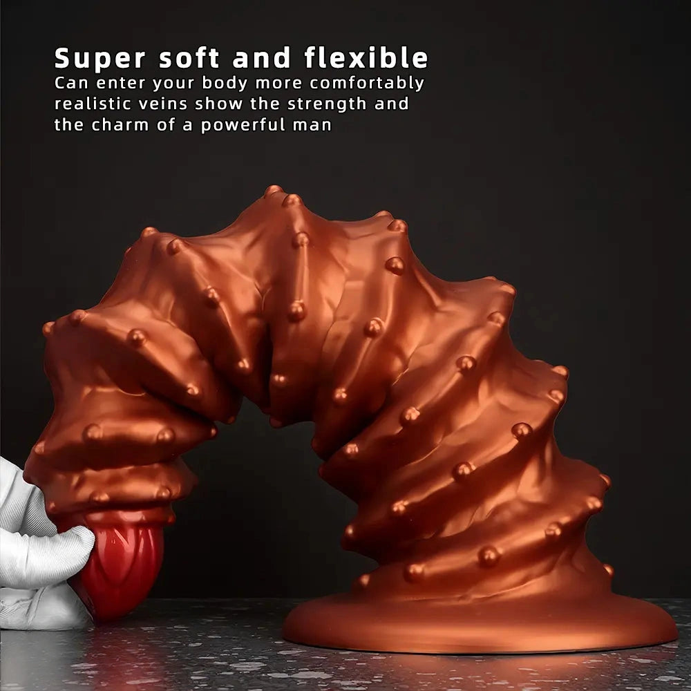 10.43in 12in 14.17in Extra-Large Long Threaded Silicone Sharp Head Dildo