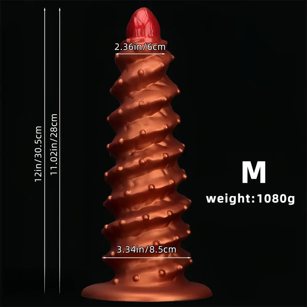 10.43in 12in 14.17in Extra-Large Long Threaded Silicone Sharp Head Dildo