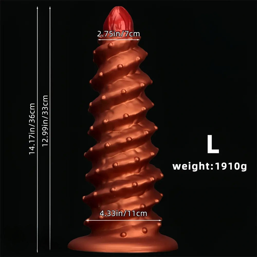 10.43in 12in 14.17in Extra-Large Long Threaded Silicone Sharp Head Dildo
