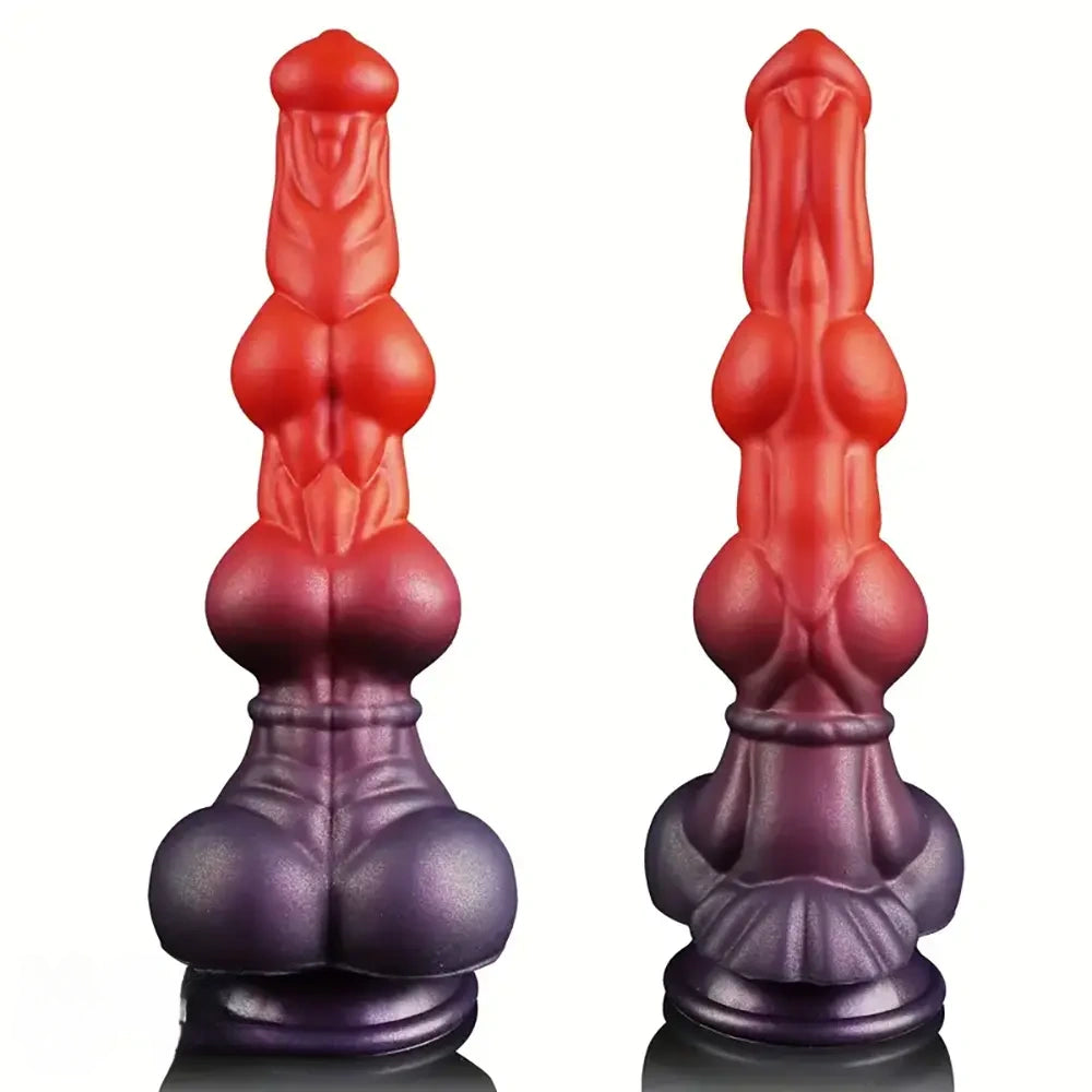 10.43in Alien Monster Dildo Mixed Color Silicone Dog Knot Anal Plug