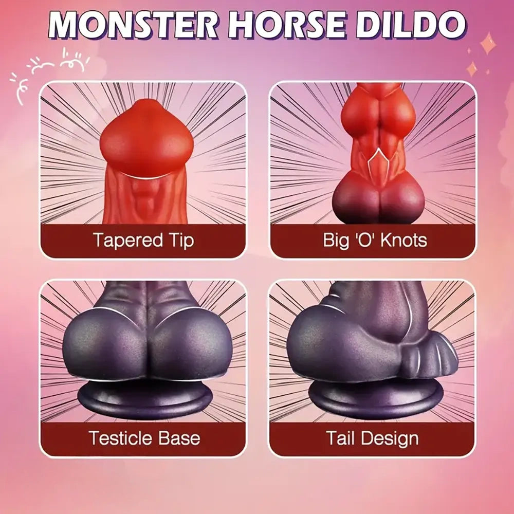 10.43in Alien Monster Dildo Mixed Color Silicone Dog Knot Anal Plug