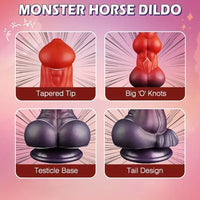 10.43in Alien Monster Dildo Mixed Color Silicone Dog Knot Anal Plug