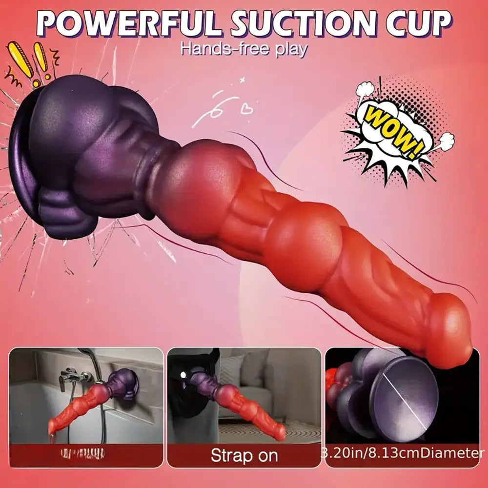 10.43in Alien Monster Dildo Mixed Color Silicone Dog Knot Anal Plug