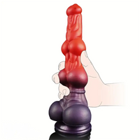 10.43in Alien Monster Dildo Mixed Color Silicone Dog Knot Anal Plug