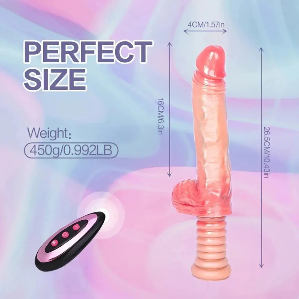 10.43in Highly Elastic Silicone Soft Vibrating Heating Remote Control Dildo