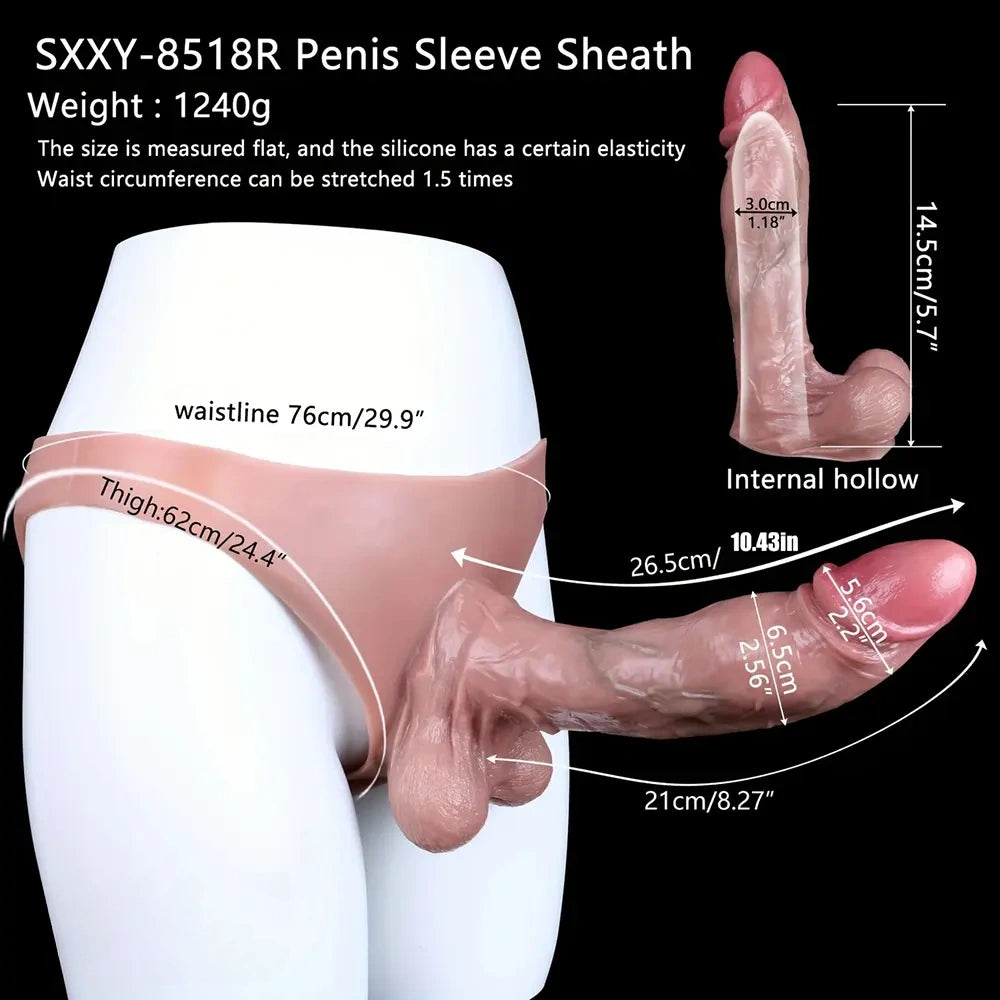10.43in Luxurious Wearable Silicone Dildo Hollow High Elasticity Tricep Set