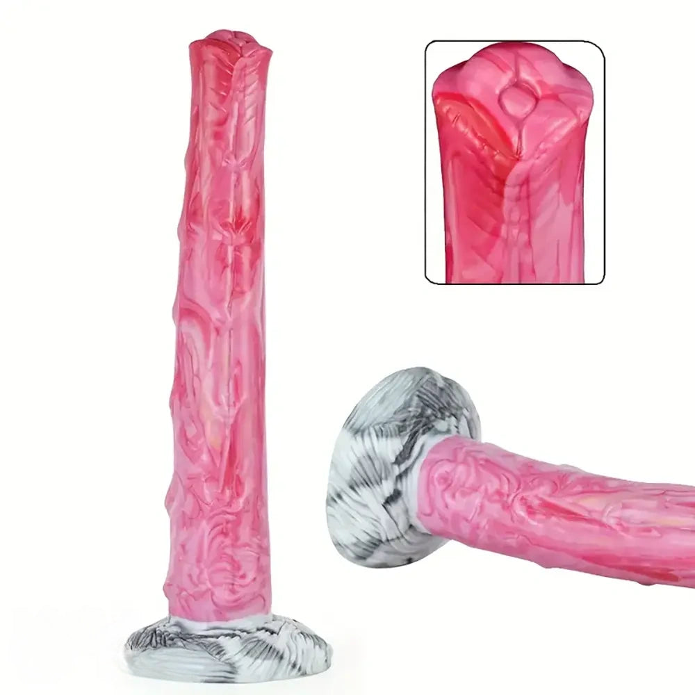 10.43in Realistic Big Horse Monster Dildo Pink Silicone Anal Plug Toy