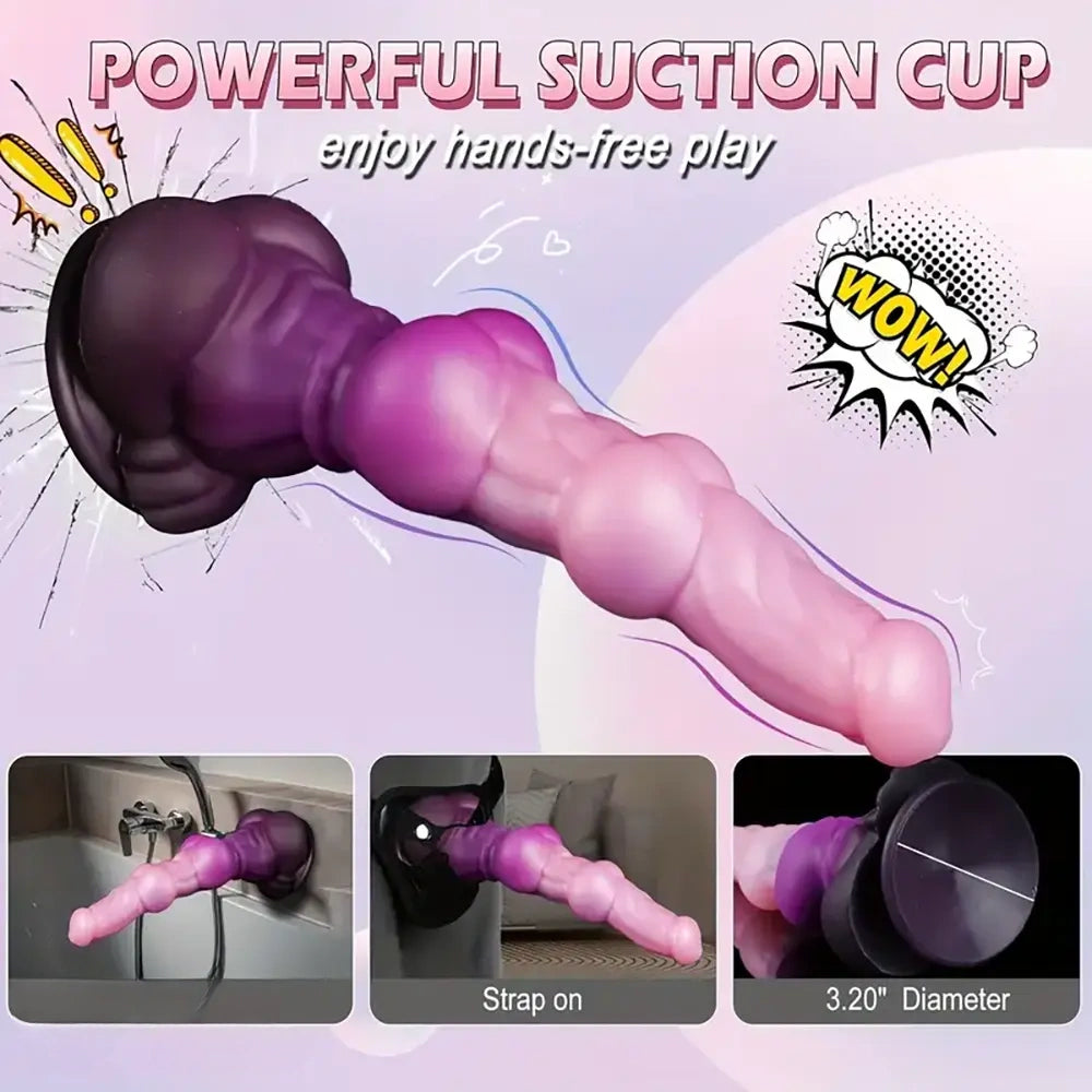 10.43in Silicone Double Egg Monster Large Thick Knot Soft Dildo