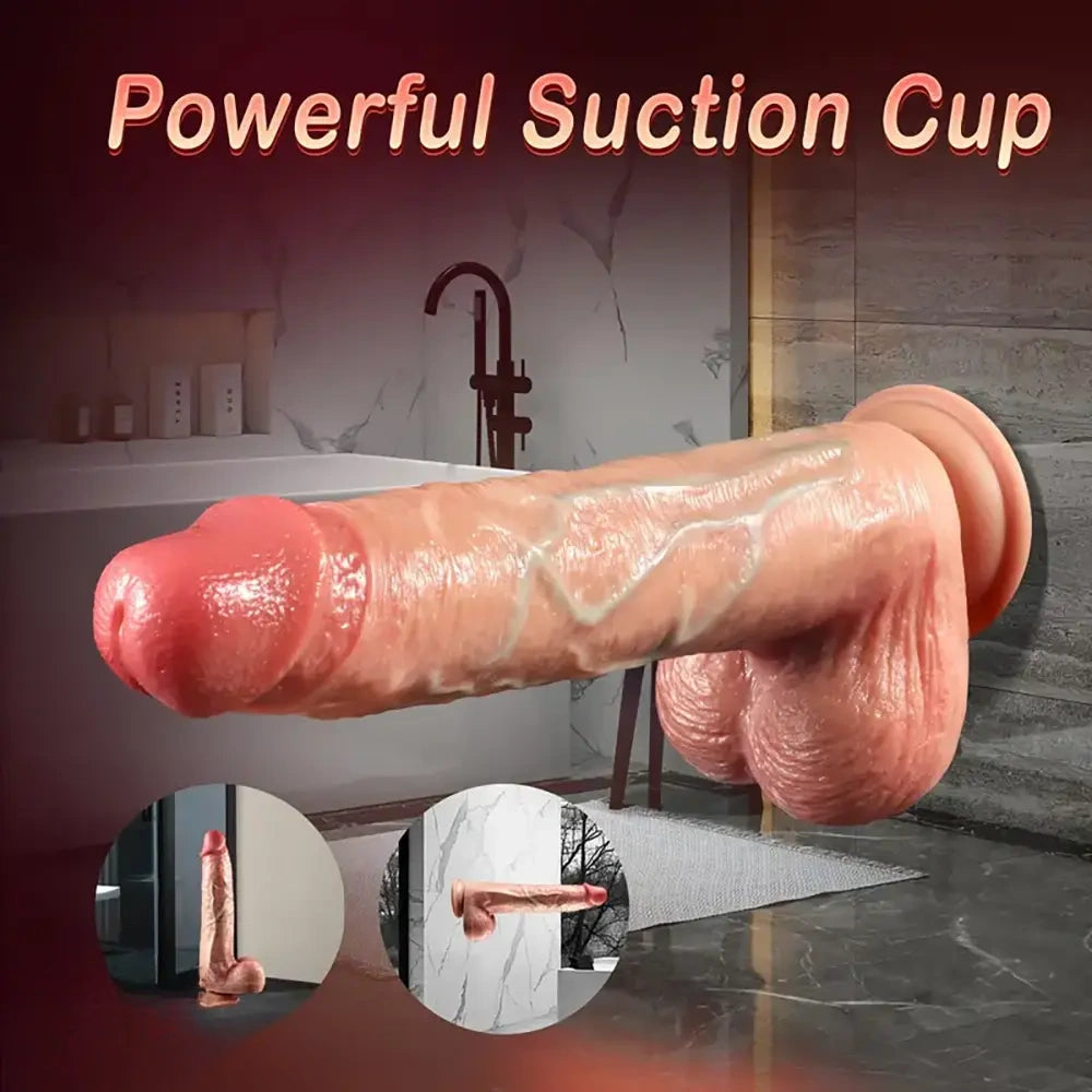 10.43in Thrusting Vibrating Remote Control USB Charging Big Real Dildo