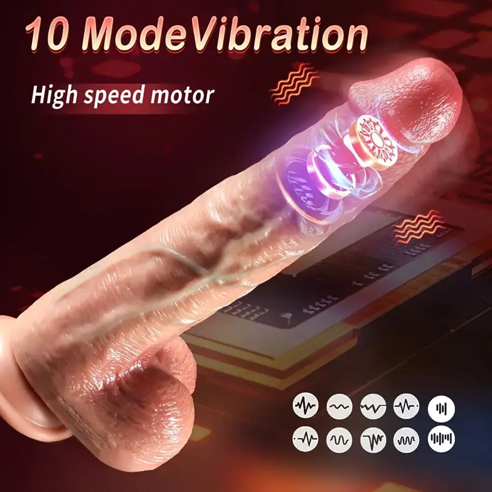 10.43in Thrusting Vibrating Remote Control USB Charging Big Real Dildo