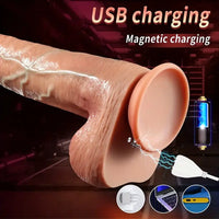 10.43in Thrusting Vibrating Remote Control USB Charging Big Real Dildo
