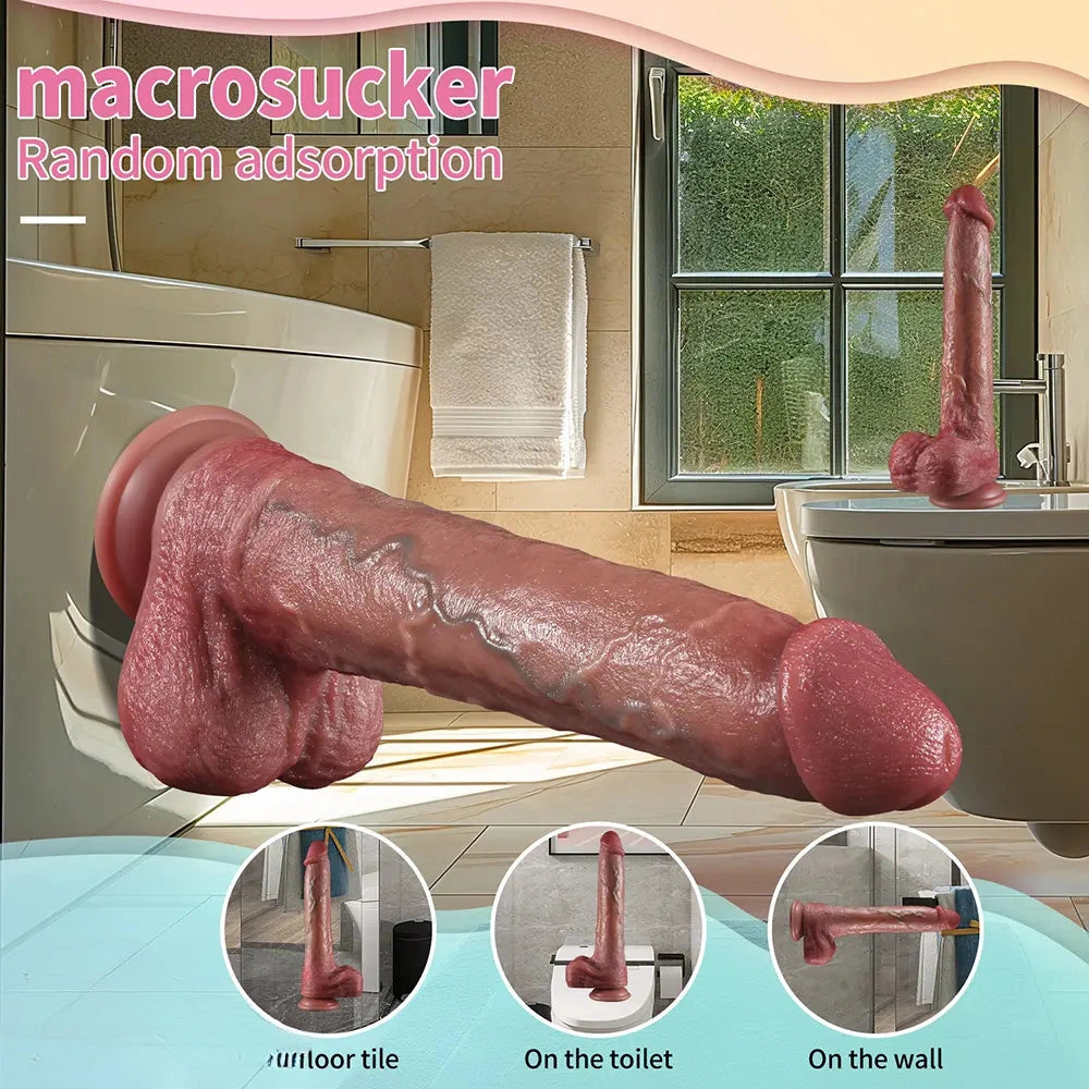 10.4in Dual Layer Silicone Soft Big Dildo Adult Penis Couples Sex Toy
