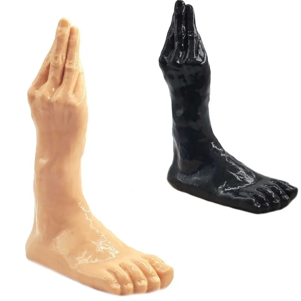 10.4in Fantasy Big Black Hand Fist Feet Dildo For Anal Expansion Sex