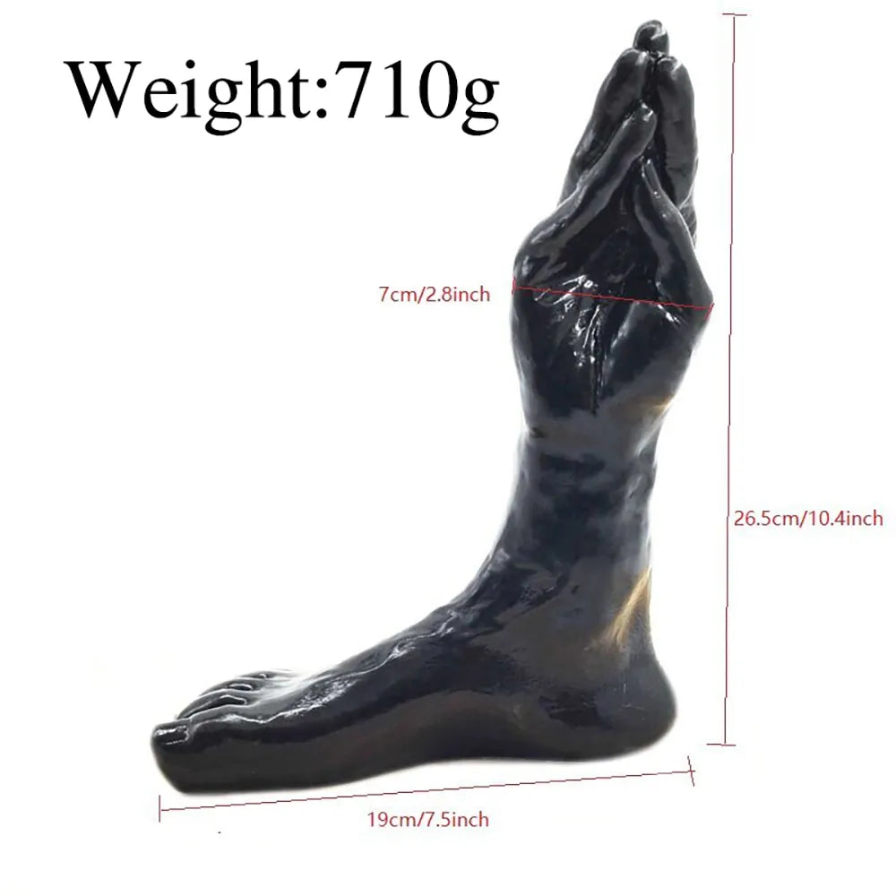 10.4in Fantasy Big Black Hand Fist Feet Dildo For Anal Expansion Sex