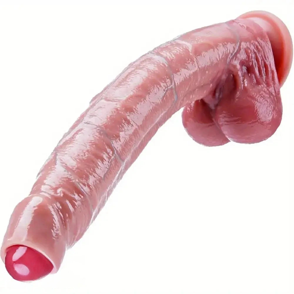 10.4in Realistic Big Uncut Movable Foreskin Silicone Large Dildo With Balls