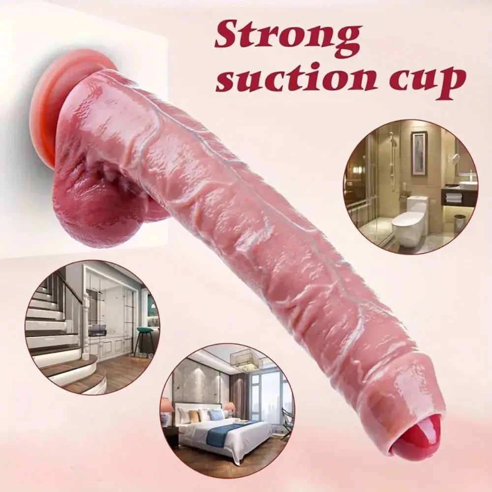 10.4in Realistic Big Uncut Movable Foreskin Silicone Large Dildo With Balls