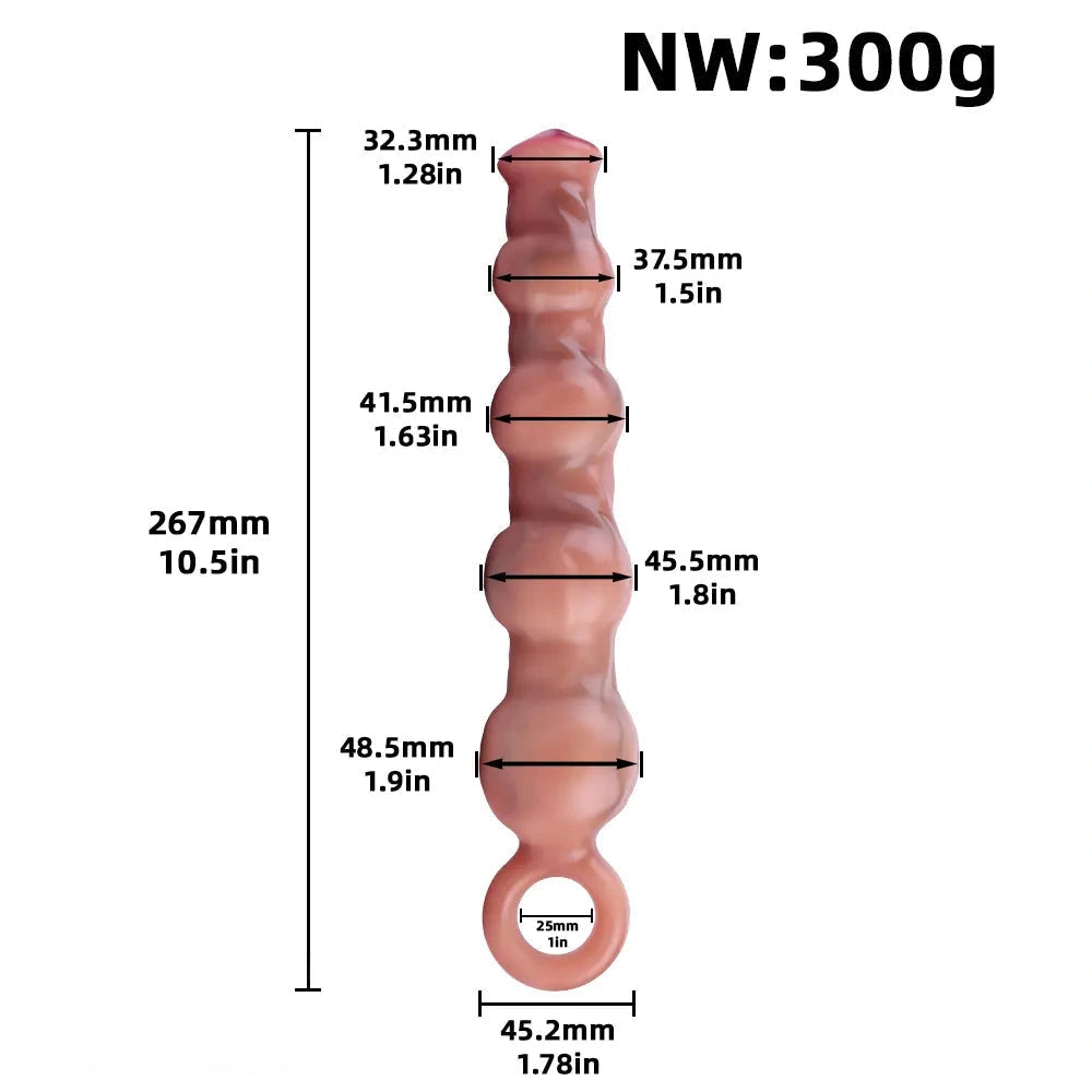 10.5in Big Vibrating Silicone Soft Pulling Beads G Spot Horse Dildo With 3 Motors