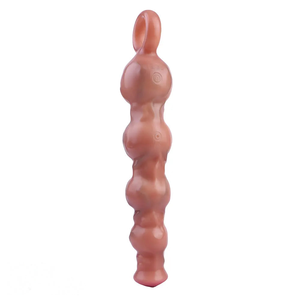 10.5in Big Vibrating Silicone Soft Pulling Beads G Spot Horse Dildo With 3 Motors