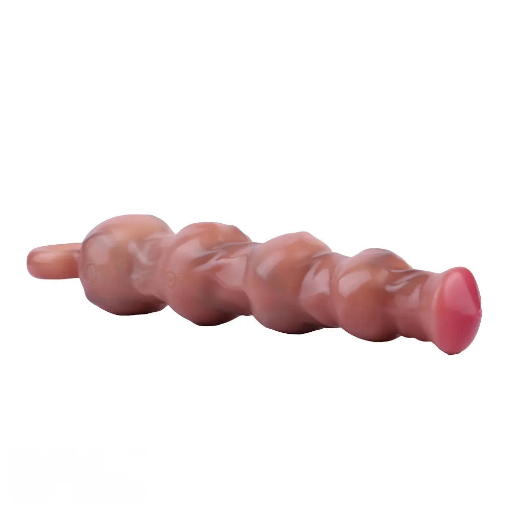 10.5in Big Vibrating Silicone Soft Pulling Beads G Spot Horse Dildo With 3 Motors