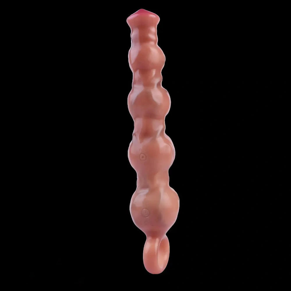 10.5in Big Vibrating Silicone Soft Pulling Beads G Spot Horse Dildo With 3 Motors