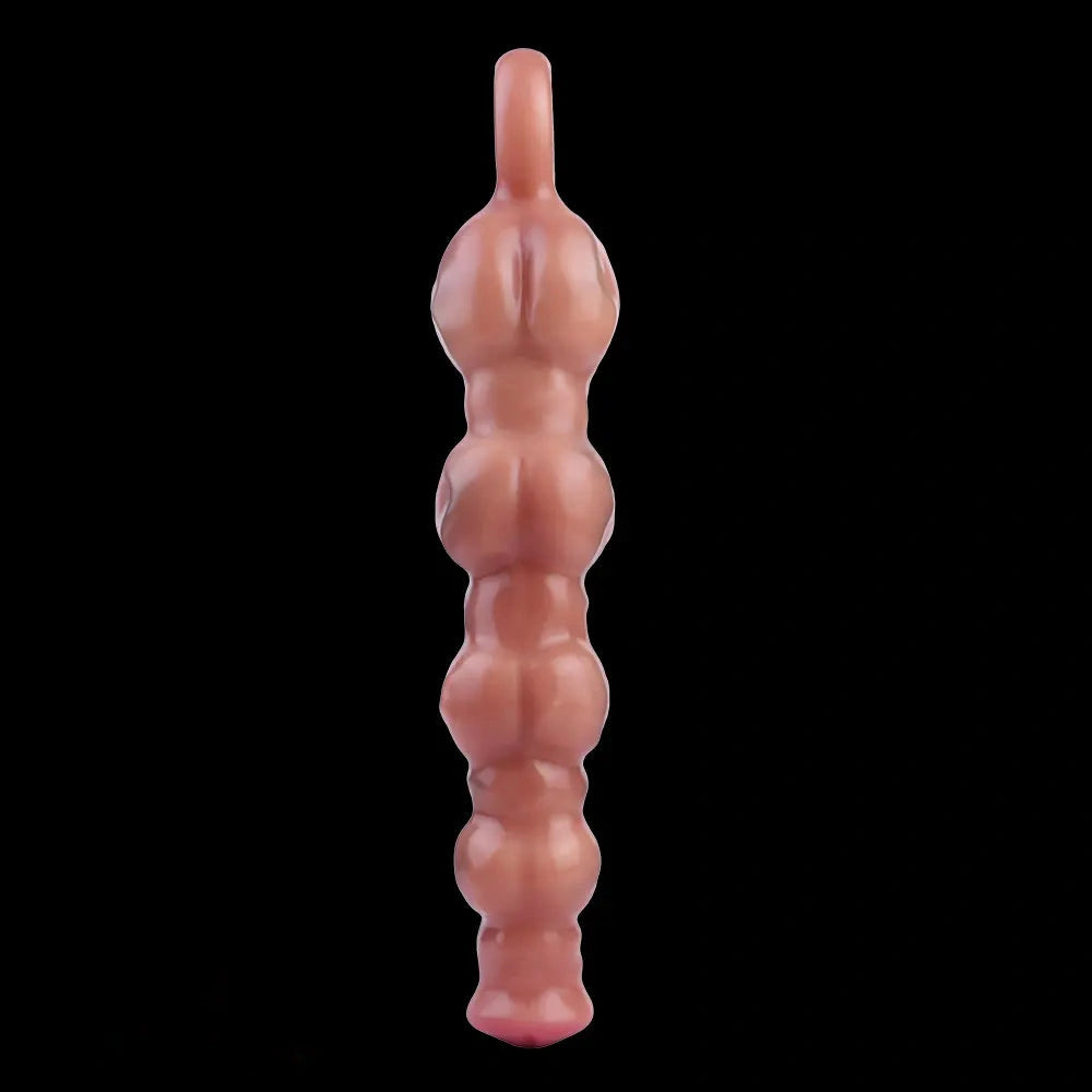 10.5in Big Vibrating Silicone Soft Pulling Beads G Spot Horse Dildo With 3 Motors