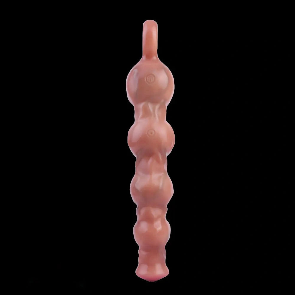 10.5in Big Vibrating Silicone Soft Pulling Beads G Spot Horse Dildo With 3 Motors